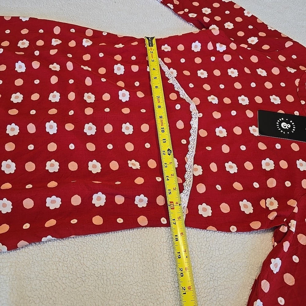 Red Polka Dot Midi Dress with Lace Trim - Picture 11 of 16